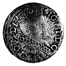 fałszerstwo z epoki trojaka koronnego z datą 1601 i herbem Lewart, srebro niskiej próby.