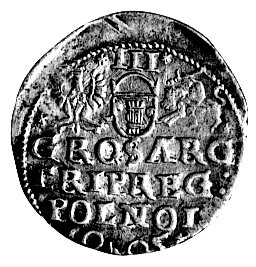 fałszerstwo z epoki trojaka koronnego z datą 10-05 naśladującego styl trojaków krakowskich, srebro wysokiej próby, stara patyna.
