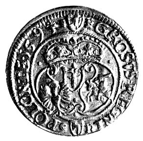 grosz 1594, Olkusz, pod popiersiem króla znaki m