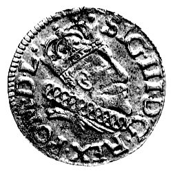 grosz 1607, Wilno, na awersie popiersie króla, Kurp. 2038 R2, Gum. 1313, ładny egzemplarz.