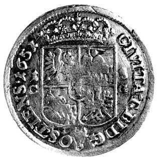 ort 1651, Bydgoszcz, literki C-G i cyfry 1-8 po bokach tarczy herbowej , Kurp. 313 R3, Gum. 1728, T. 7.
