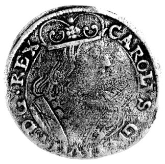 szóstak 1659, Elbląg, okupacja szwedzka, na awersie popiersie Karola X Gustawa, Ahlström 61 R, Bahr. 9489, ogromnie rzadka moneta.