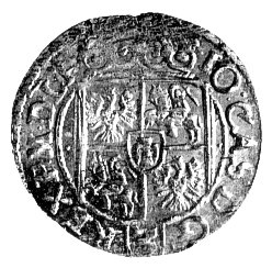 półtorak 1661, Poznań, cyfra 24 w jabłku królewskim i data skrócona po jego bokach, Kurp. 67 R8 ale odmiana napisu IO CAS DG 3 REX P M D L P, Gum. 1656, duża rzadkość.