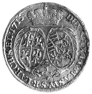 2/3 talara /gulden/ 1715, Drezno, literki mincerza ILH pod tarczami herbowymi, Dav. 825.