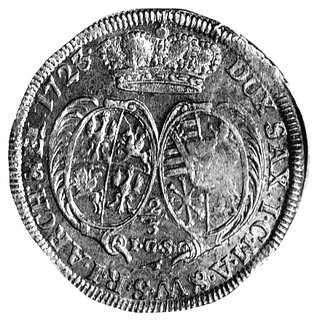 2/3 talara /gulden/ 1723, Drezno, literki mincerza IGS pod tarczami herbowymi, Dav. 826.