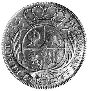talar 1756, Lipsk, literki L-F w gałązkach laurowych, Schnee 1037, Dav. 1617.
