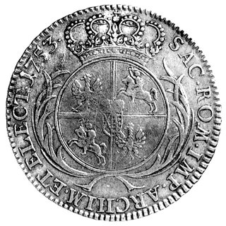 półtalar 1753, Lipsk, literki Œ na zbroi króla i bez literek EDC pod tarczą herbową, H-Cz. 2814 R4, Merseb. 1723 RR, bardzo rzadki.