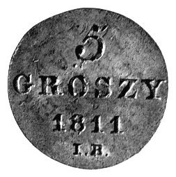 5 groszy 1811, Warszawa, literki IB, Plage 96, moneta wybita na 1/24 talara pruskiego.