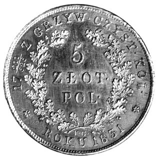 5 złotych 1831, Warszawa, Plage 272, minimalnie justowany, piękny egzemplarz.