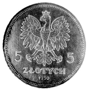 5 złotych 1930, Warszawa, Sztandar, wybite głębokim stemplem, bardzo rzadkie.