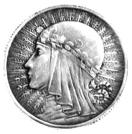 falsyfikat z epoki 2-złotówki 1933, Głowa kobiety, wybita w dobrym srebrze.