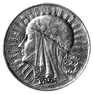 5 złotych 1932, Głowa kobiety, wklęsły napis PRÓBA na rewersie, Parchimowicz P-145a, nakład nieznany, srebro, 11,05g.