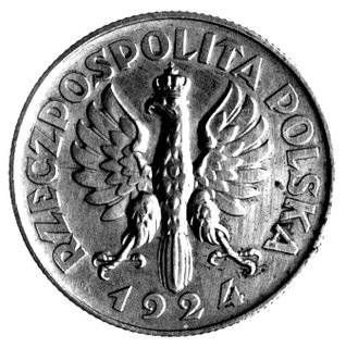 2 złote 1924, Głowa kobiety, znak mennicy warszawskiej obok daty, Parchimowicz P-133e, nakład nieznany, srebro, 9,43g.