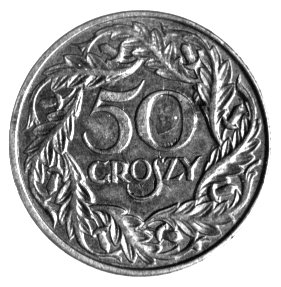 50 groszy 1923, bez znaku mennicy warszawskiej i