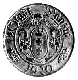 10 fenigów 1920, Gdańsk, duża cyfra 10, wyjątkowo ładna i rzadka moneta.
