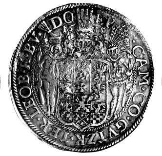 talar 1635, Koszalin, moneta z tytulaturą biskupa kamieńskiego, Hildisch 327, Dav. 7285, ładna patyna.