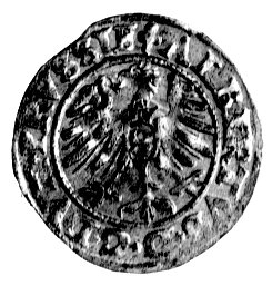 szeląg 1550, Królewiec, Bahr. 1208, Neumann 48, ładnie zachowana, rzadka moneta.