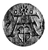 denar 1571, Królewiec, nad monogramem dziewięcio