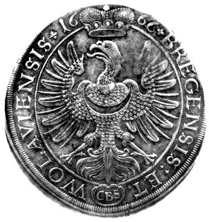 talar 1666, Brzeg, literki GFH pod ramieniem księcia, literki CBS pod Orłem, F.u.S. 1924, Dav. 7741, patyna.