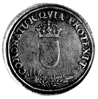 Jan III Sobieski- medal koronacyjny 1676 r., Aw: Popiersie w wieńcu laurowym i napis: IOANNES III CORON IN REG. POL. & M.D.L. 2 FEB. 1676, Rw: Herb Janina pod koroną i napis: CORONATVR QVIA PROTEXIT, H-Cz.2412, srebro 28 mm, 5.77 g.