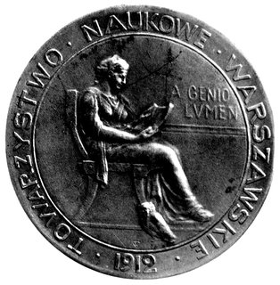 medal autorstwa W. Trojanowskiego i J. Chylińskiego poświęcony Ignacemu Baranowskiemu 1912 r., Aw: Popiersie w lewo i napis w otoku