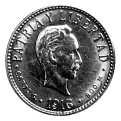 4 peso 1916, Aw: Herb, Rw: Popiersie Jose Marti, Fr. 5, 6,68g.