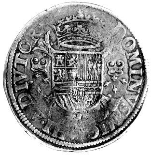 daalder 1563, Overijssel, Aw: Popiersie Filipa króla Hiszpanii, Rw: Tarcza herbowa i napis w otoku. Dav. 8514, Delm. 49.