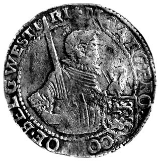 talar lewkowy 1620, West Friesland, Aw: Tycerz z mieczem, Rw: Lew w tarczy i data w polu, Dav. 4842, Delm. 940.