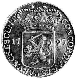 silver dukat 1795, Zelandia, Aw: Rycerz, Rw: Ukoronowany herb, Dav. 1848, Delm. 976.