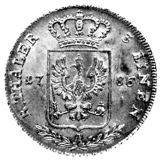 Fryderyk Wilhelm II 1786 - 1797, 1/3 talara 1786, Berlin, Aw: Popiersie, Rw: Herb, Schrötter 53, wyśmienity stan zachowania.