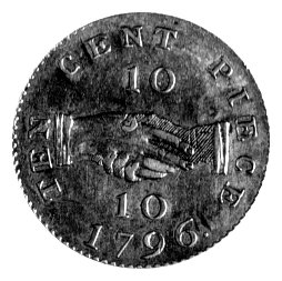 10 centów 1796, Aw: Lew, Rw: Dwie dłonie w uścisku, bardzo rzadka i wyśmienicie zachowana moneta, srebro, 2,65g.