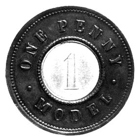 1 pens bez daty, /projekt monety 1 pensowej bimetalicznej, wewnątrz srebro, na zewnątrz miedź/, bardzo rzadka próba znana z kolekcji Mary Norweb, sprzedanej na aukcji firmy Spink, 17 Juni 1987.