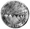 8 reali 1835 NG /znak mennicy Gwatemali/, Aw: Pięć szczytów górskich, za nimi wschodzące słońce i ..