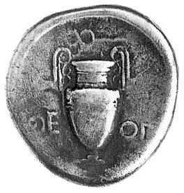 Beocja- Teby, stater 456- 446 pne, Aw: Tarcza beocka, Rw: Amfora, nad nią kaduceusz, po bokach, Szaivert-Sear 2552, Sear 2384, 11.80 g.