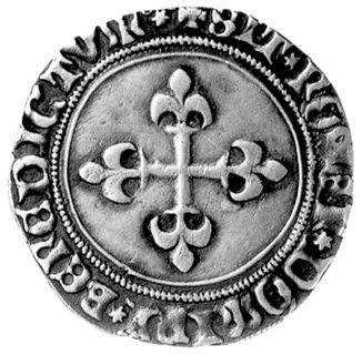 Ludwik XI 1461- 1483, grosz, Aw: Trzy lilie pod 