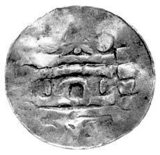 denar typu kolońskiego, Aw: Kapliczka i napis, R