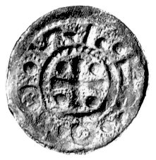 Otto I- III przed 973- 1002, denar, Aw: Napis w 