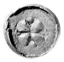obol typu krzyżowego, Aw: Krzyż perełkowy, w polu trzy kule i V, Rw: Krzyż kawalerski