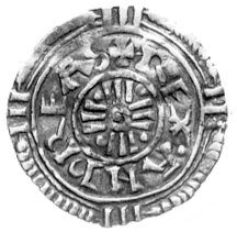 Andrzej 1047-1060, denar, Aw: Krzyż i napis w otoku: REX ANDREAS, Rw: Krzyż