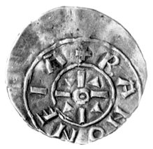Andrzej 1047-1060, denar, Aw: Krzyż i napis w ot