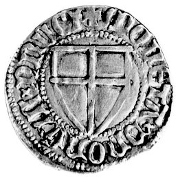 Konrad III von Jungingen 1393- 1407, szeląg, Aw: j.w., Rw: Tarcza Krzyżacka, Bahrfeldt 200, Neumann 7a