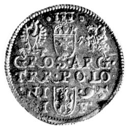 trojak 1595, Olkusz, Kurp. 791 R, Wal. LXVI 6, rzadka, ładnie zachowana moneta.