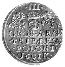 trojak 1601, Kraków, popiersie króla w lewo, Kur
