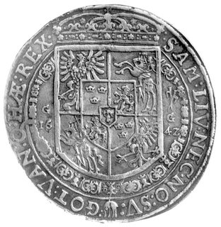 talar 1642, Bydgoszcz, Kurp. 96 R3, Dav. 4329, minimalny ślad po zawieszce? ładnie zachowana moneta ze starą patyną.
