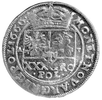 tymf 1666, Bydgoszcz, na awersie w słowie PRETI·VM duże I z kropką oraz omyłkowo SEVATA zamiast SERVATA, Kurp. 523, Gum. 1774, ładny egzemplarz.