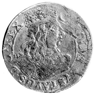 ort 1657, Elbląg, okupacja szwedzka, popiersie króla Karola X Gustawa, pod tarczą herbową literki NH, Ahlström 56 a, Bahr. 9477, rzadki.