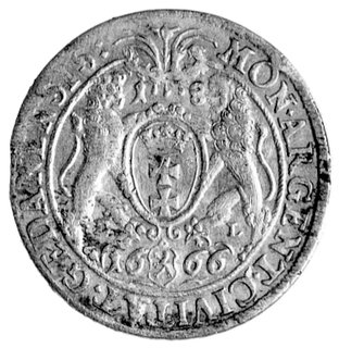 ort 1666, Gdańsk, Kurp. 880 R4, Gum. 1915, T. 20, rzadka moneta.
