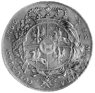 talar 1766, Warszawa, popiersie króla w zbroi, po dacie kropka, Plage 379, Dav. 1618.