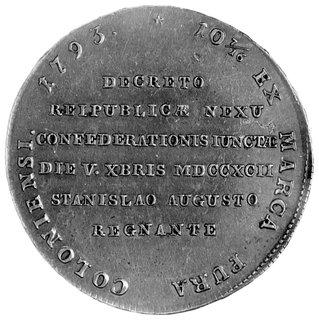 talar historyczny /targowicki/ 1793, Warszawa, Plage 410, Dav. 1622, ładnie zachowana efektowna moneta.