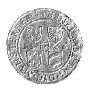 dukat 1566, Złoty Stok, F.u S. 2137, Fr. 3235, złoto, waga 3,49g.